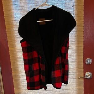 Plaid Red and Black Reversible Women's Vest